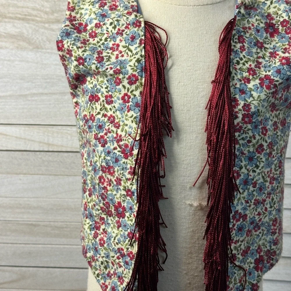 Handmade Reversible Floral Fringe Vest Toddler Sz 2/3 Boho Cottagecore Boutique